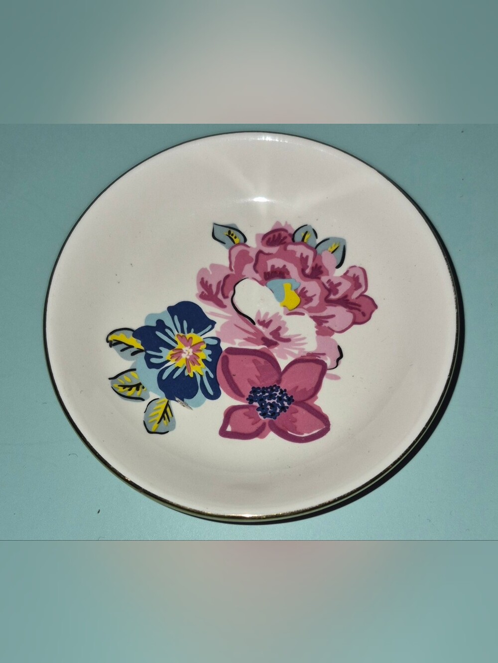 Vera Bradley Floral Tea Bag Holder Spoon Rest Ring Trinket Dish Desk Accessory